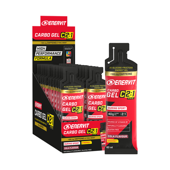24 x ENERVIT C2:1 Carbo Gel Cola Caffeine 60ml