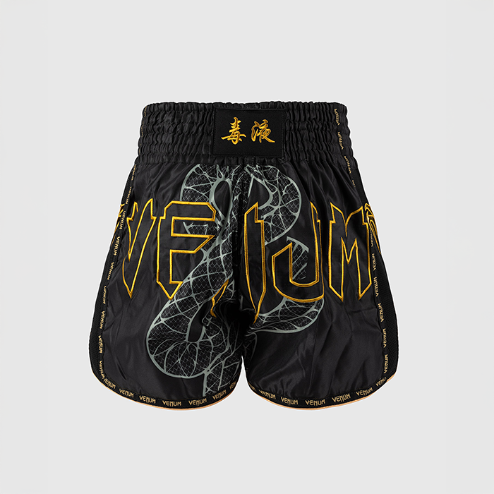 Serpenti Muay Thai-Shorts Svart Silver Guld