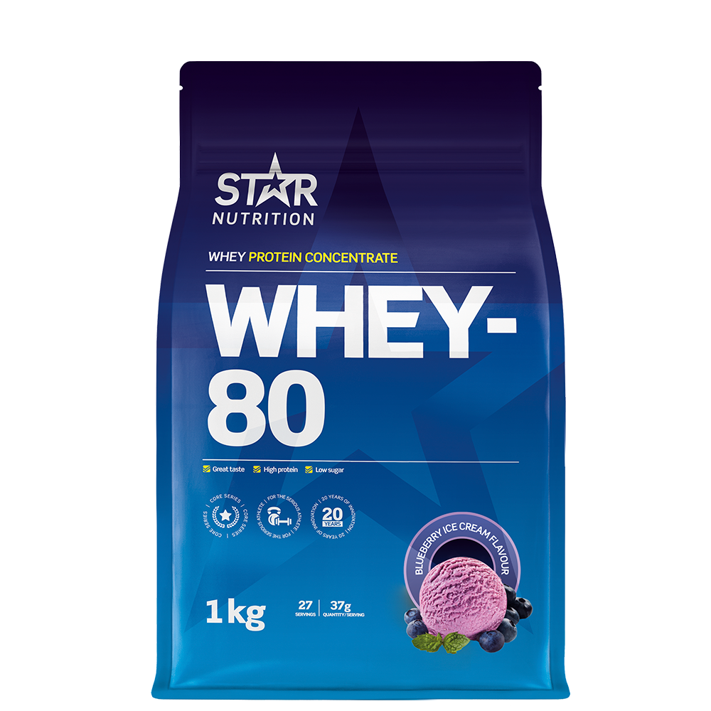 Star Nutrition Whey-80 Vassleprotein 1 kg, Blueberry Ice Cream