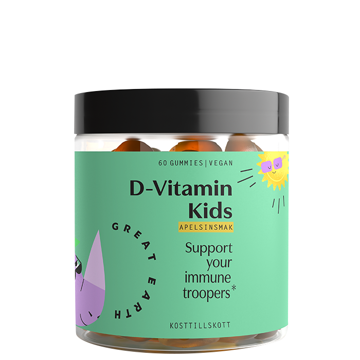Great Earth D-Vitamin Kids Apelsin 60 Gummies, KORT DATUM