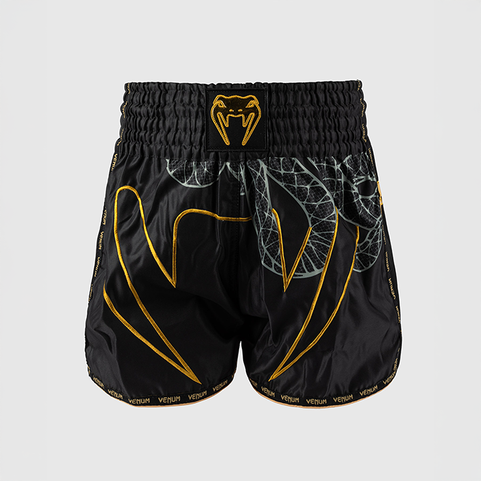 Serpenti Muay Thai-Shorts Svart Silver Guld