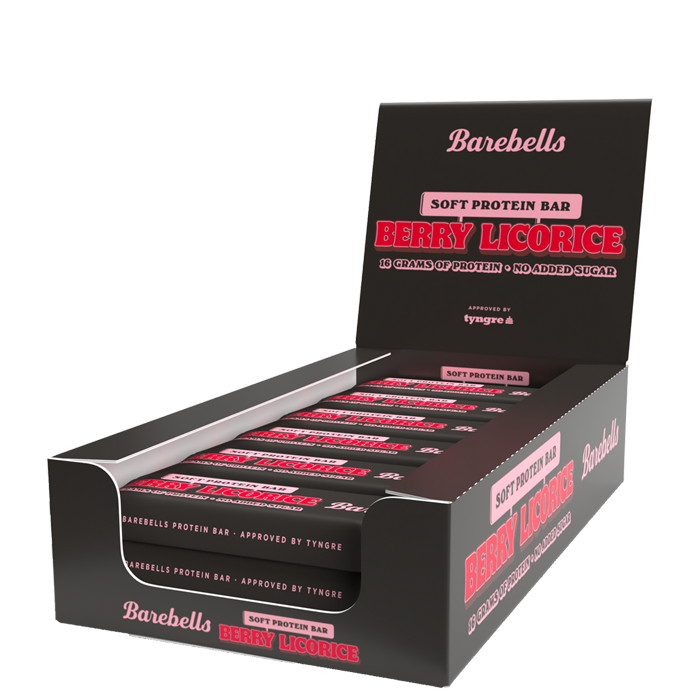 12 x Barebells Soft Bar 55 g Berry Licorice