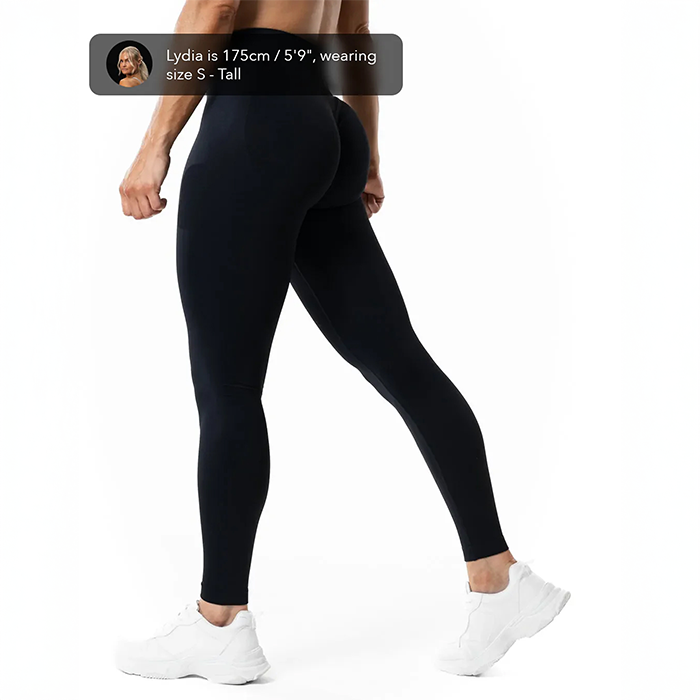 Aura Seamless Scrunch Tights Tall Svart