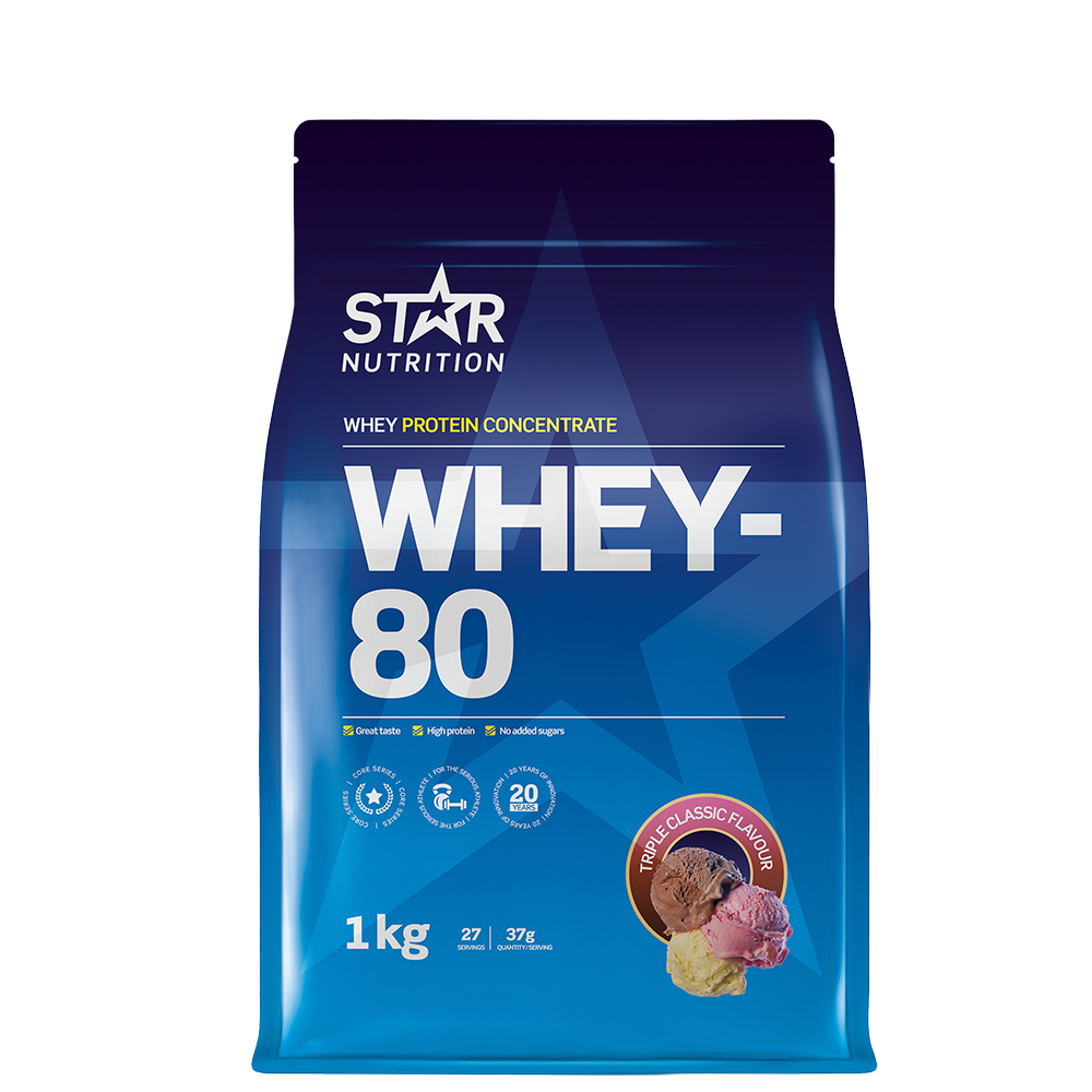 Star Nutrition Whey-80 Vassleprotein 1 kg, Triple Classic Ice Cream