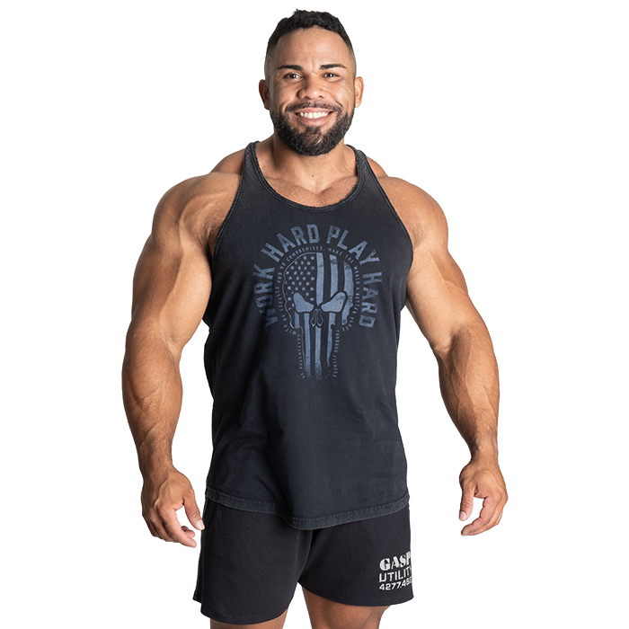 Skull T-back,Acid Washed Black