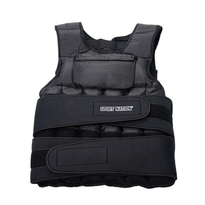 Sport Nation Adjustable Weight Vest with front pocket 10 kilo Black