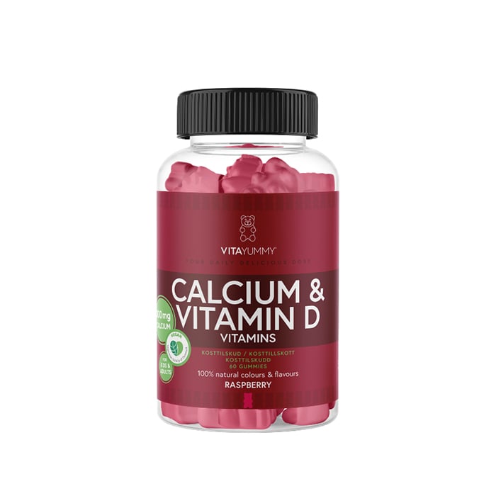 Kalcium Vitamin D 60 Gummies Hallon