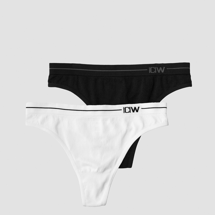 Everyday Seamless Thong 2-pack,Black/White
