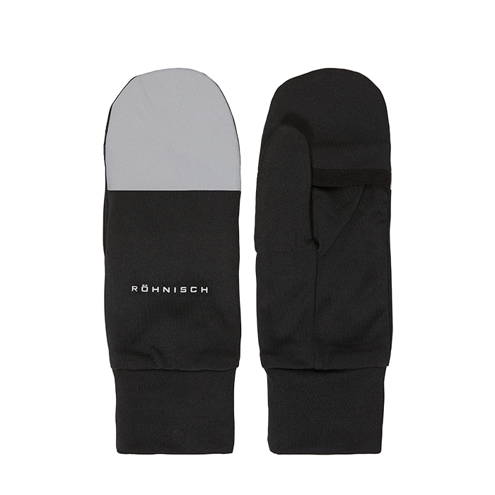 Glow Running Mittens, Black, One Size