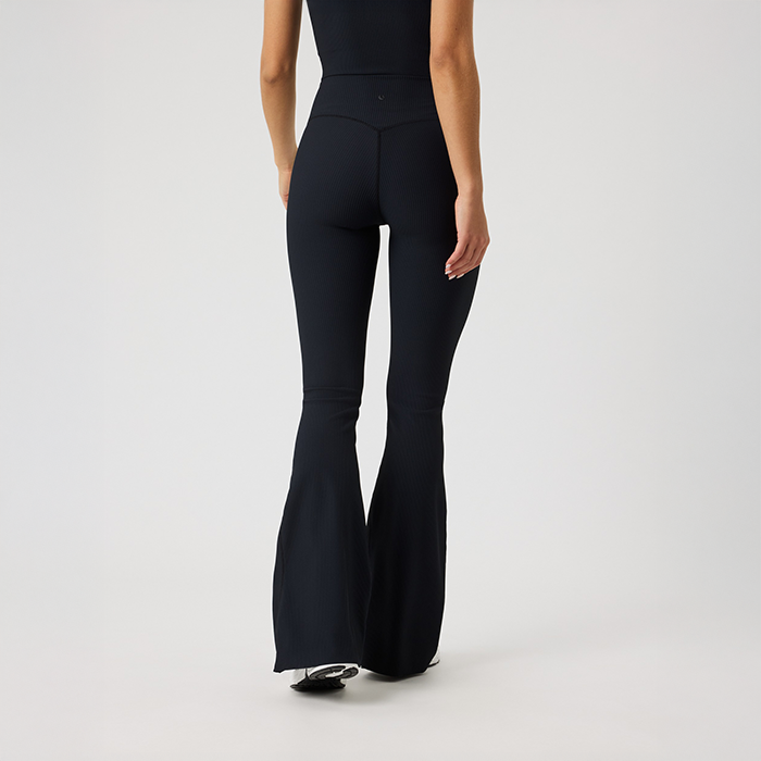 Studio Ribbed Flare Tights Svart