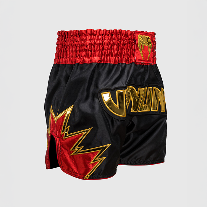 Inferno Muay Thai Shorts Svart Guld R&ouml;d