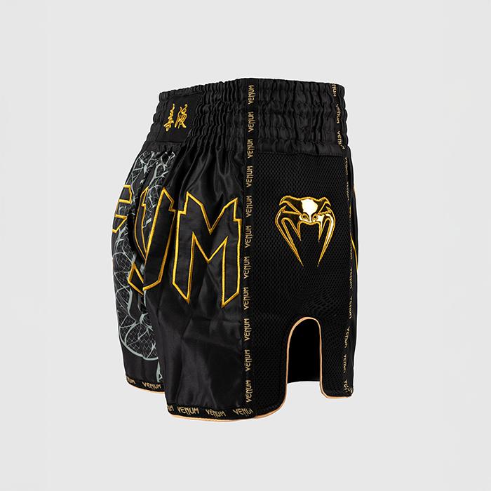 Serpenti Muay Thai-Shorts Svart Silver Guld