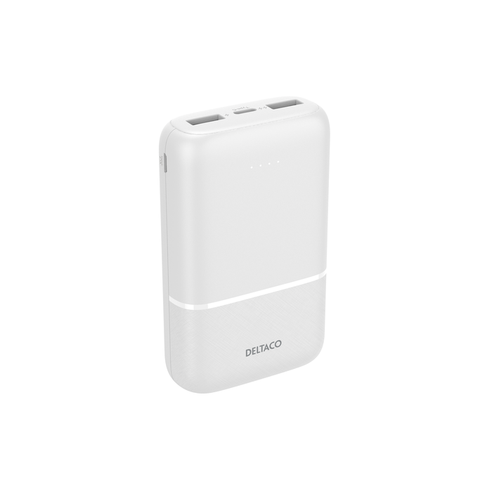 Powerbank 10 000 mAh med 2x USB-A och 1x USB-C Vit