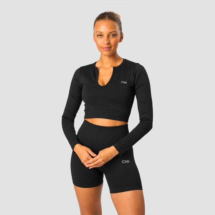 Läs mer om Ribbed Define Seamless Cropped Long Sleeve, Black
