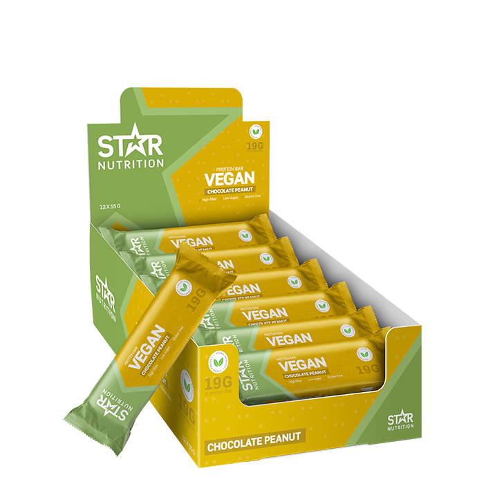 12 x Star Nutrition Vegan Protein bar 55 g Peanut Chocolate