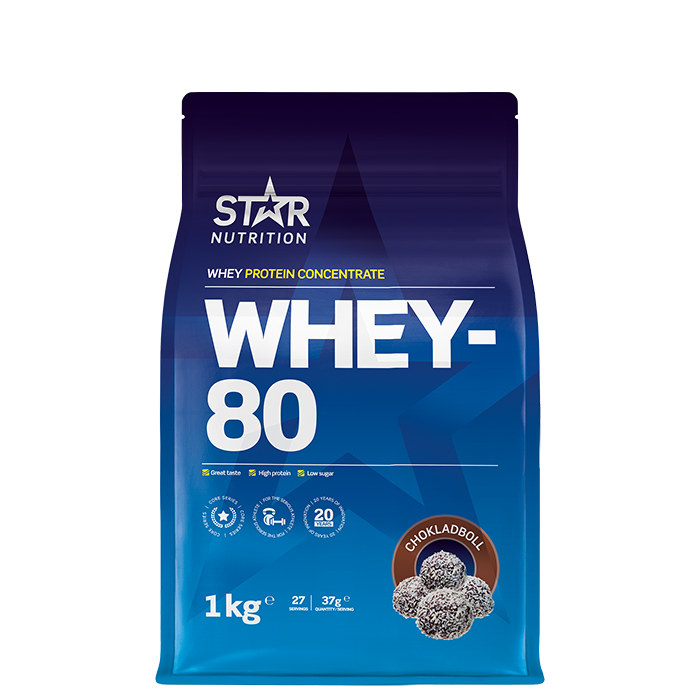 Whey-80 Vassleprotein 1 kg chokladboll