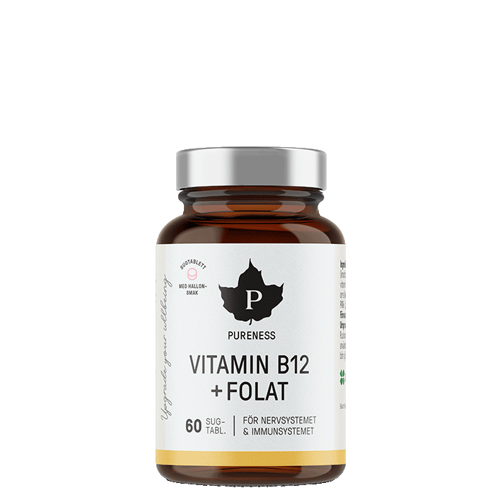 Vitamin B12 + Folat Hallon 60 sugtabletter