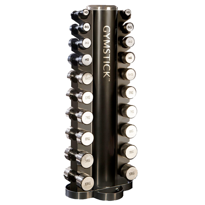 Läs mer om Tower Rack with Chrome Dumbbell Set 1-10 kg