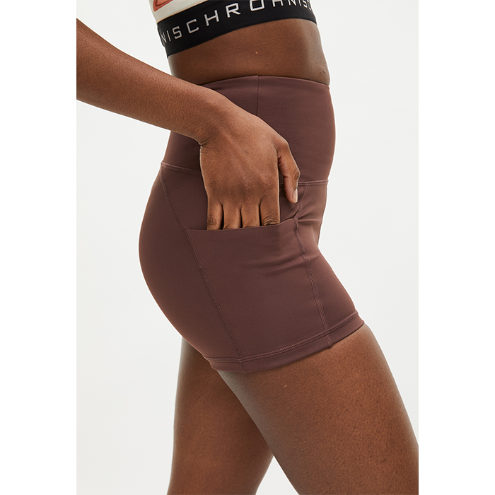 Flattering Curved Hotpants, Deep Mahogany