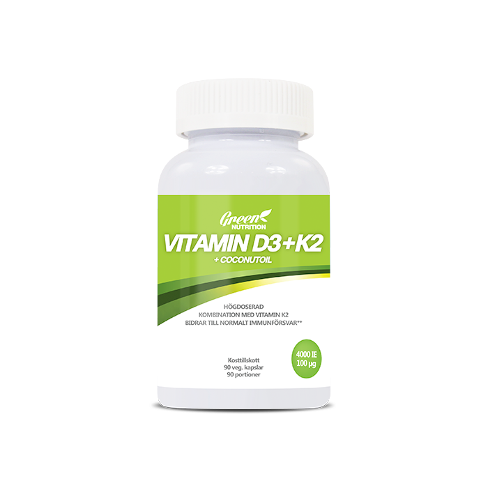 Green Nutrition Vitamin D3-K2+Coconut Oil 90 kapslar