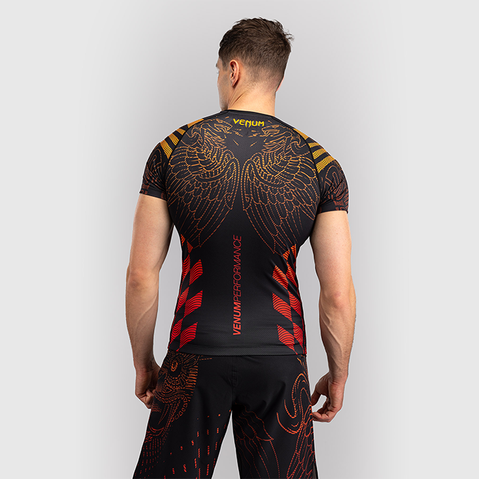 Venum Quetzal Fury Kort&auml;rmad Rashguard Svart R&ouml;d Orange
