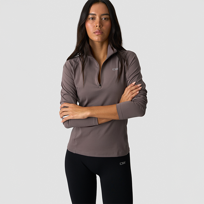 Everyday Långärmad Randig 1/4 Zip Brun