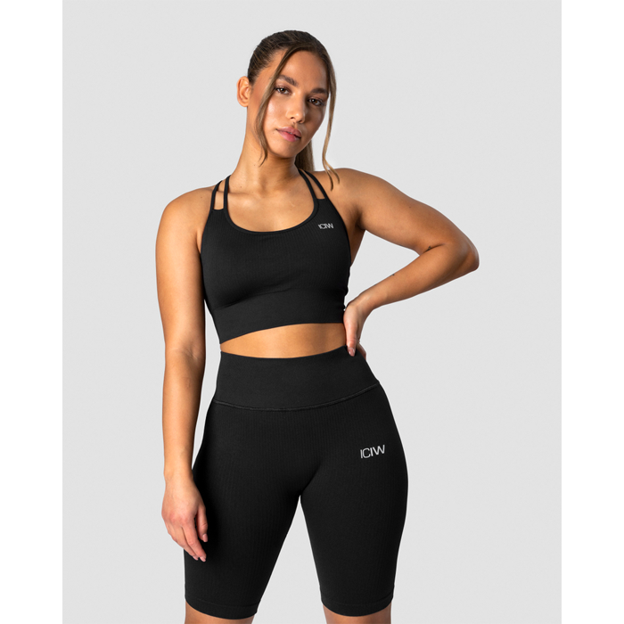 Ribbed Define Seamless Sports Bra,Black