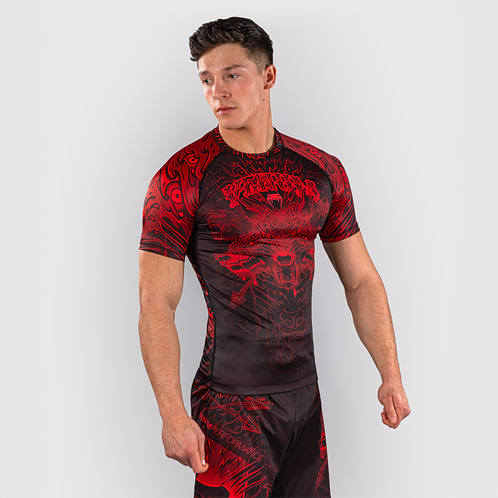 Venum Wolf Atak Rashguard Kort&auml;rmad Svart R&ouml;d