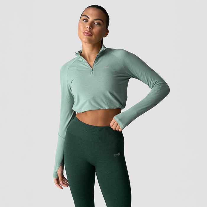 Define Croppad 1/4 Zip Tröja Ljus Mossgrön