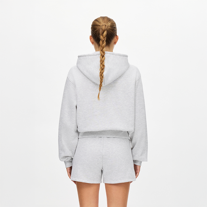 Base Hoodie med Dragkedja Ljusgr&aring;