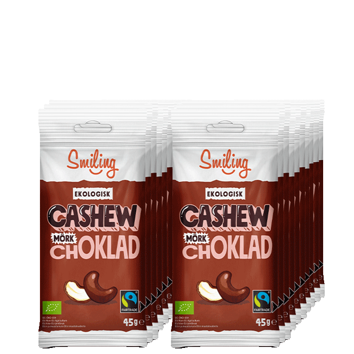 Läs mer om 20 x Smiling Cashew Mörk Choklad, 45 g