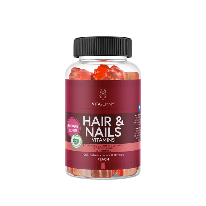 Hår Naglar Vitaminer 60 Gummies Persika