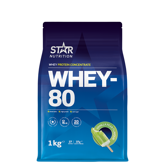 Star Nutrition Whey-80 Vassleprotein 1 kg, Vanilla Pear