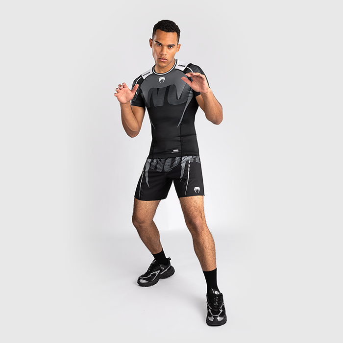 Venum Adrenaline Rashguard Kort&auml;rmad Svart Gr&aring;
