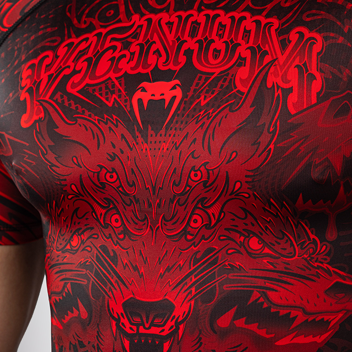 Venum Wolf Atak Rashguard Kort&auml;rmad Svart R&ouml;d