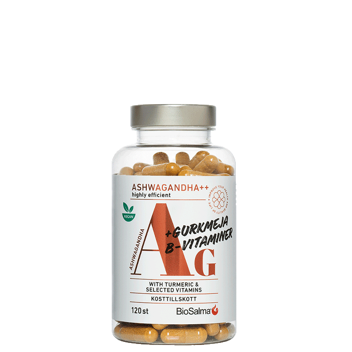 Ashwagandha Gurkmeja B-vitaminer 120 kapslar