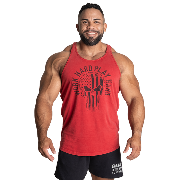 Skull T-back, Acid Chili Red