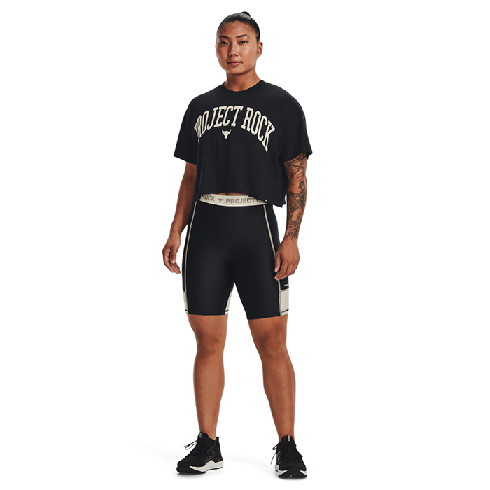 UA Project Rock Bike Short, Black/Summit White