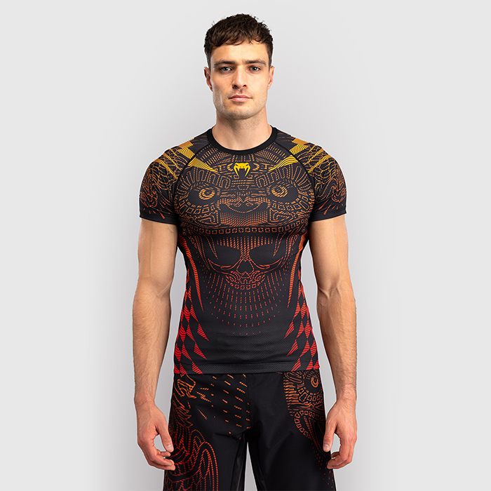 Venum Quetzal Fury Kort&auml;rmad Rashguard Svart R&ouml;d Orange