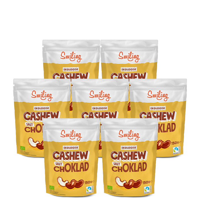 7 x Smiling Cashew Salt Choklad, 150 g