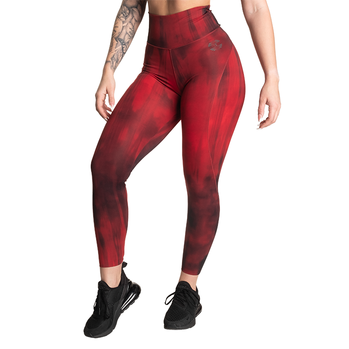 High Waist Leggings, Chili Red Grunge