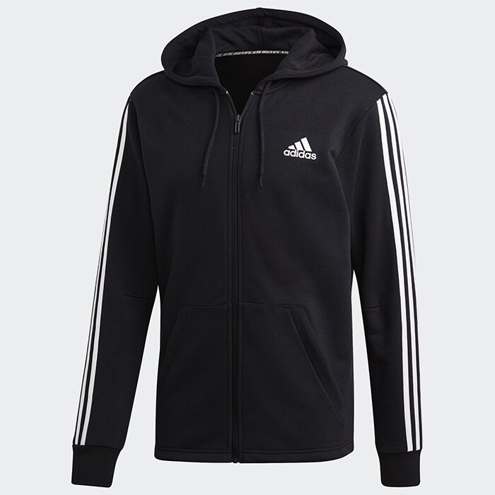 ADIDAS 3 Stripes Fullzip Hoodie Black