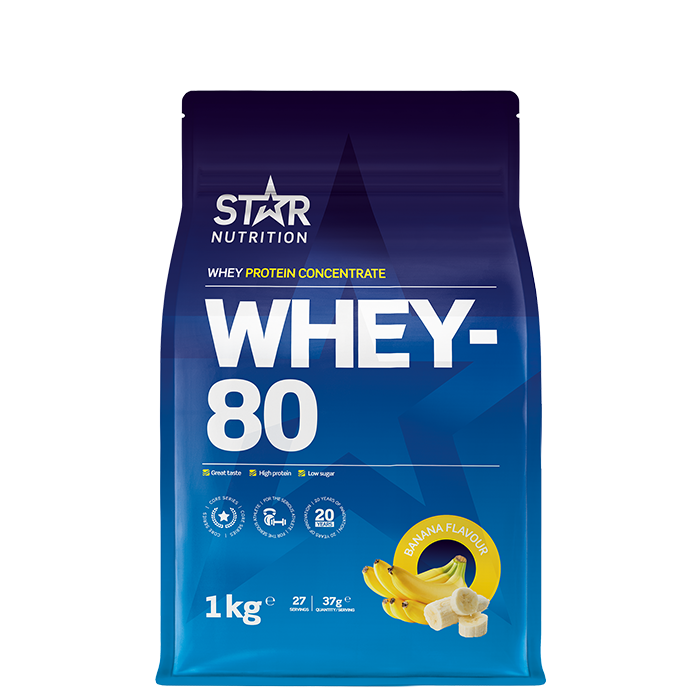 Star Nutrition Whey-80 Vassleprotein 1 kg, Banan
