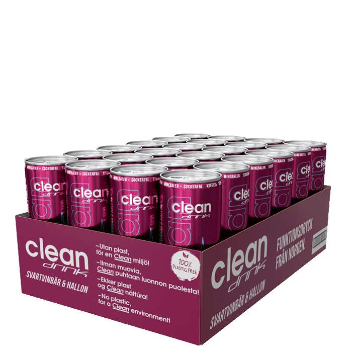 24 x Clean Drink,330 ml,Svartvinbär Hallon