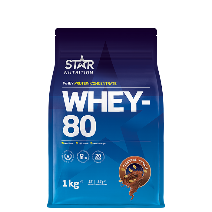 Star Nutrition Whey-80 Vassleprotein 1 kg, Chocolate Peanut