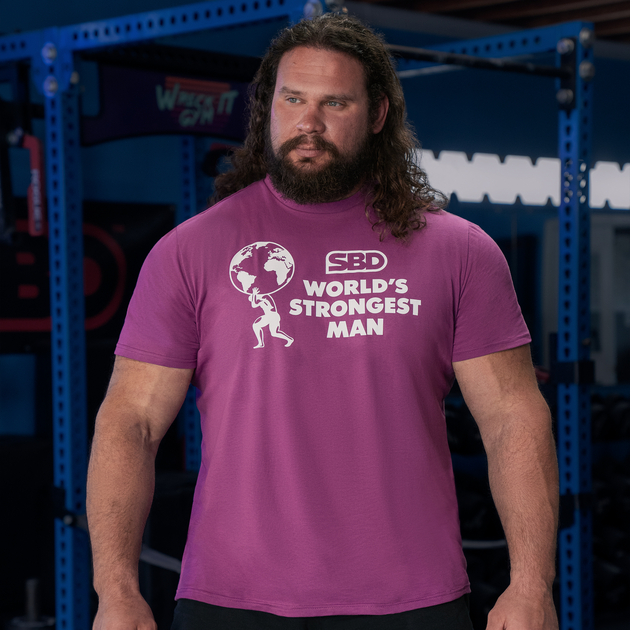 SBD World's Strongest Man T Shirt Herr Lila 12850