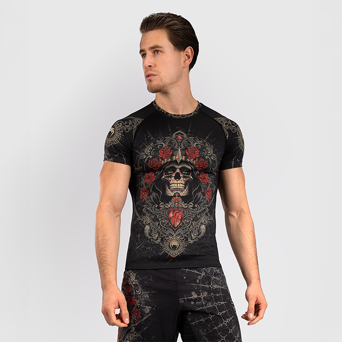 Santa Muerte 5-0 Kortärmad Rashguard Svart Guld