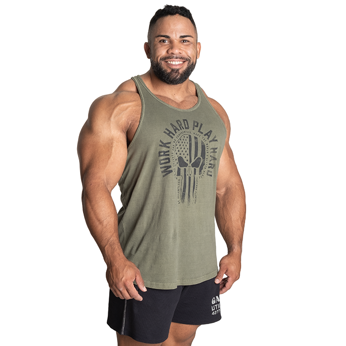 Skull T-back, Acid Washed Green