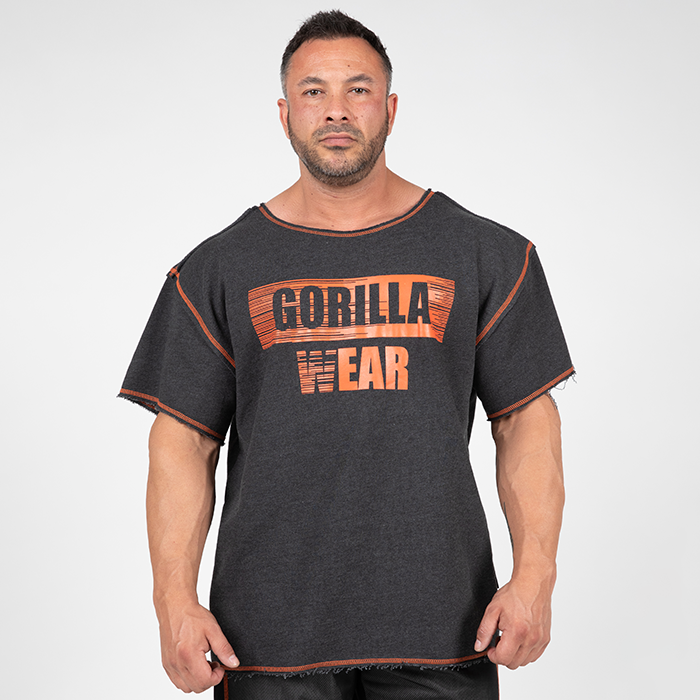 Wallace Workout Top, Grey/Orange