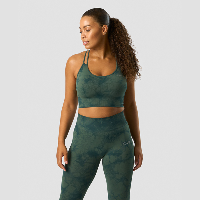 Define Seamless Tie Dye Sports Bra Dark Green Melange